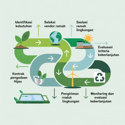Proses green procurement yang menunjukkan alur dari pemilihan vendor hingga produk berkelanjutan